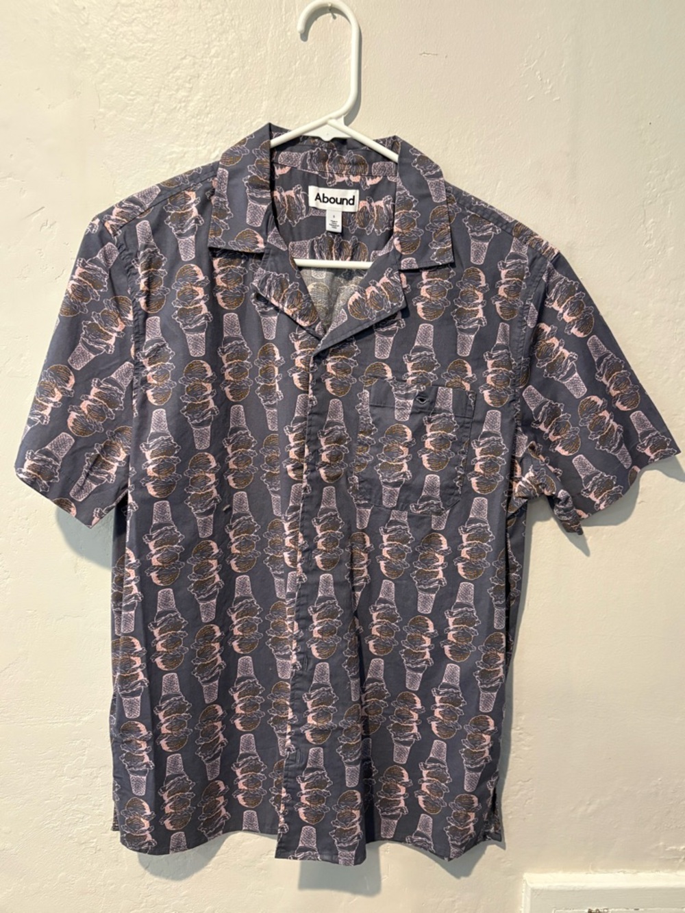 Abound Navy Short Sleeve Button-Down with Pink Ice Cream Print